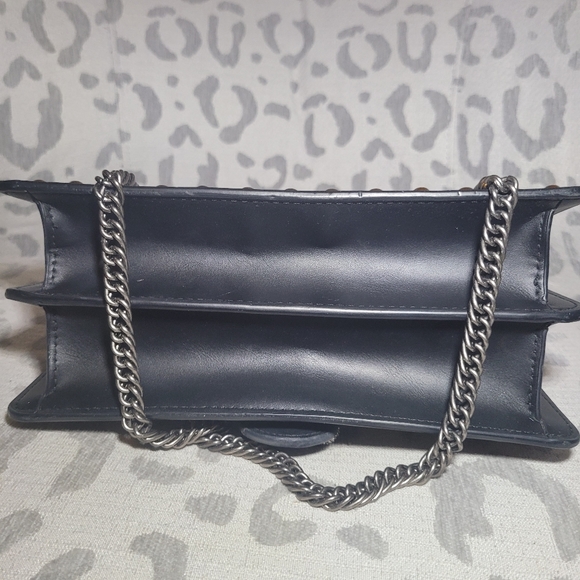 Floral Gold Studded Faux Leather Chain Strap Black - Picture 11 of 14